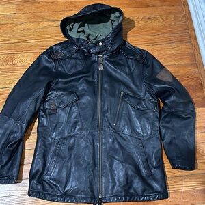 Avirex Fly hooded extra soft leather jacket